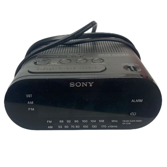 Sony Dream Machine Auto Time Set AM/FM Alarm Clock Radio Black ICF-C218 Tested - Picture 2 of 7